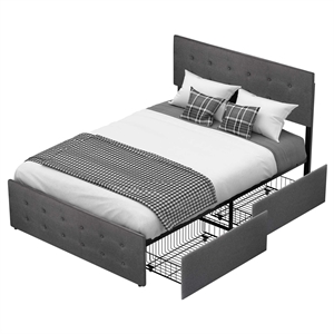 lolita full platform bed frame with 4 storage drawers headboard and wood support