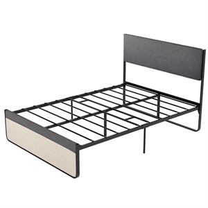 lolita full platform bed frame with steel slat mattress foundation and headboard