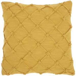 kathy ireland pin tuck modern cotton throw pillow in yellow finish