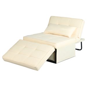 alexent 4-in-1 multi-function folding adjustable fabric sofa chair bed in beige