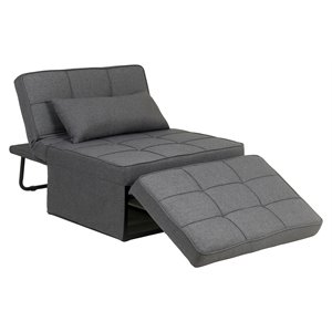 alexent 4-in-1 multi-function folding adjustable fabric sofa chair bed in gray