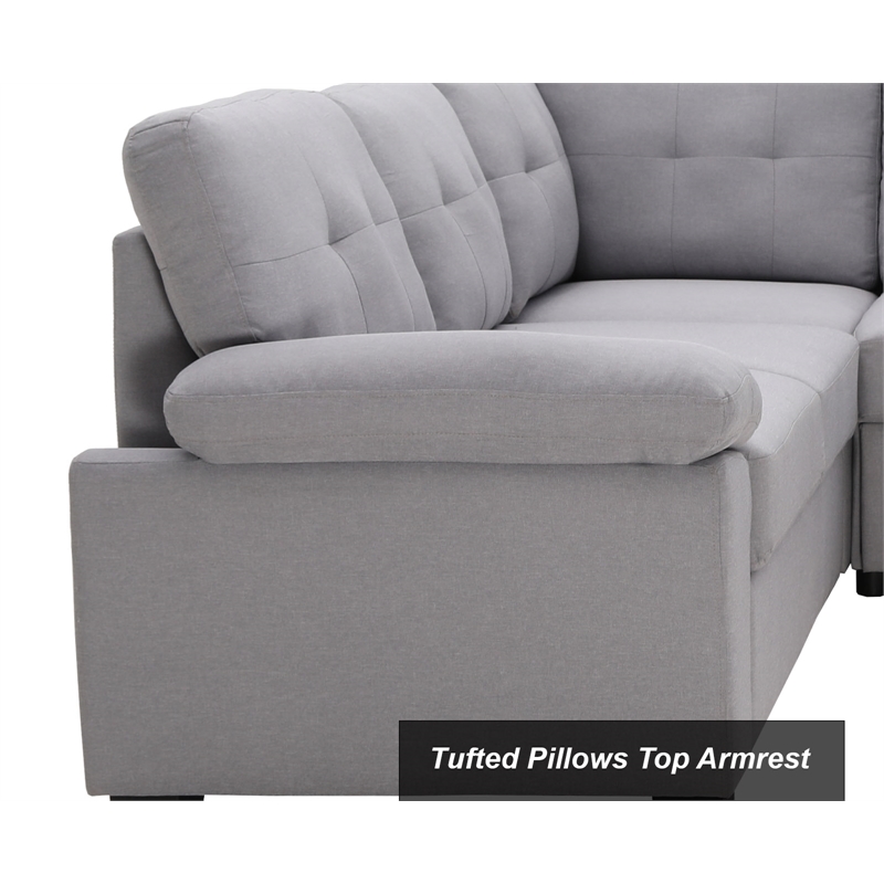 Alexent 5-Seat Modern Fabric Sleeper Sectional Sofa with Storage Gray