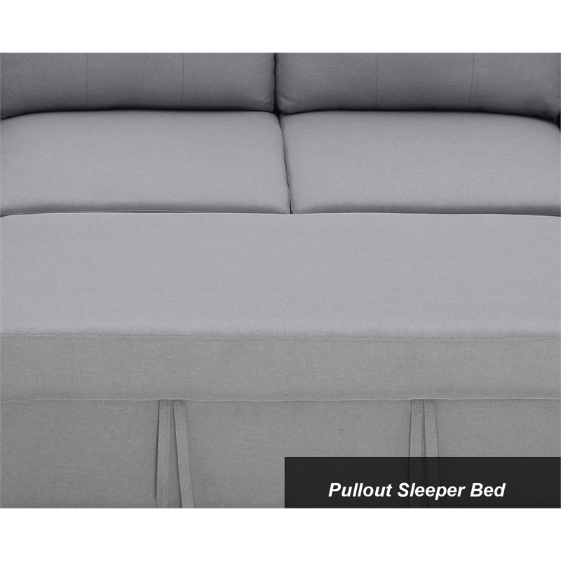 Alexent 5-Seat Modern Fabric Sleeper Sectional Sofa with Storage Gray