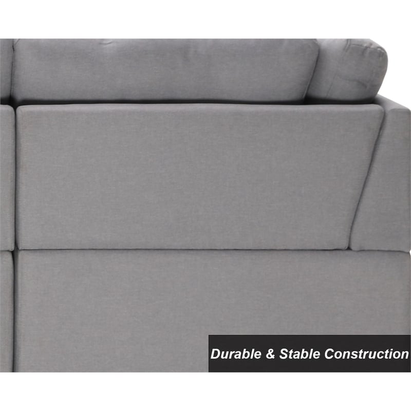Alexent 5-Seat Modern Fabric Sleeper Sectional Sofa with Storage Gray