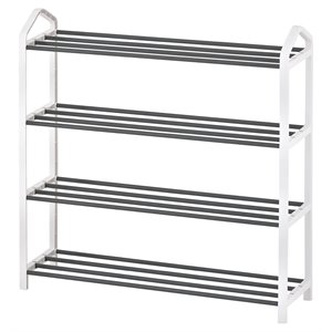 alexent 4-tier heavy duty metal & plastic shoe rack/hallway stand shelf in white