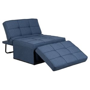 alexent 4-in-1 multi-function folding adjustable fabric sofa chair bed in blue