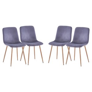 Alexent 18.5&quot Modern Velvet Upholstered Dining Chairs in Gray (Set of 4)