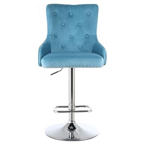 Alexent 43.7&quot-51.6&quot Adjustable Swivel Velvet Bar Stools in Blue (Set of 2)