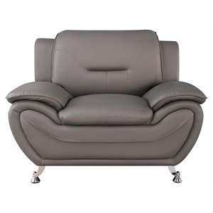 alexent modern faux leather upholstered living room sofa chair in gray