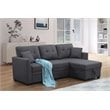 Alexent 3-Seat Modern Fabric Sleeper Sectional Sofa with Storage in Dark Gray