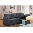 Alexent 3-Seat Modern Fabric Sleeper Sectional Sofa with Storage in Dark Gray