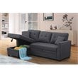 Alexent 3-Seat Modern Fabric Sleeper Sectional Sofa with Storage in Dark Gray
