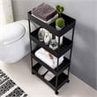 Alexent 4-Tier Plastic Storage Organizer Rolling Cart with Slim Shelves in Black