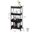 Alexent 4-Tier Plastic Storage Organizer Rolling Cart with Slim Shelves in Black