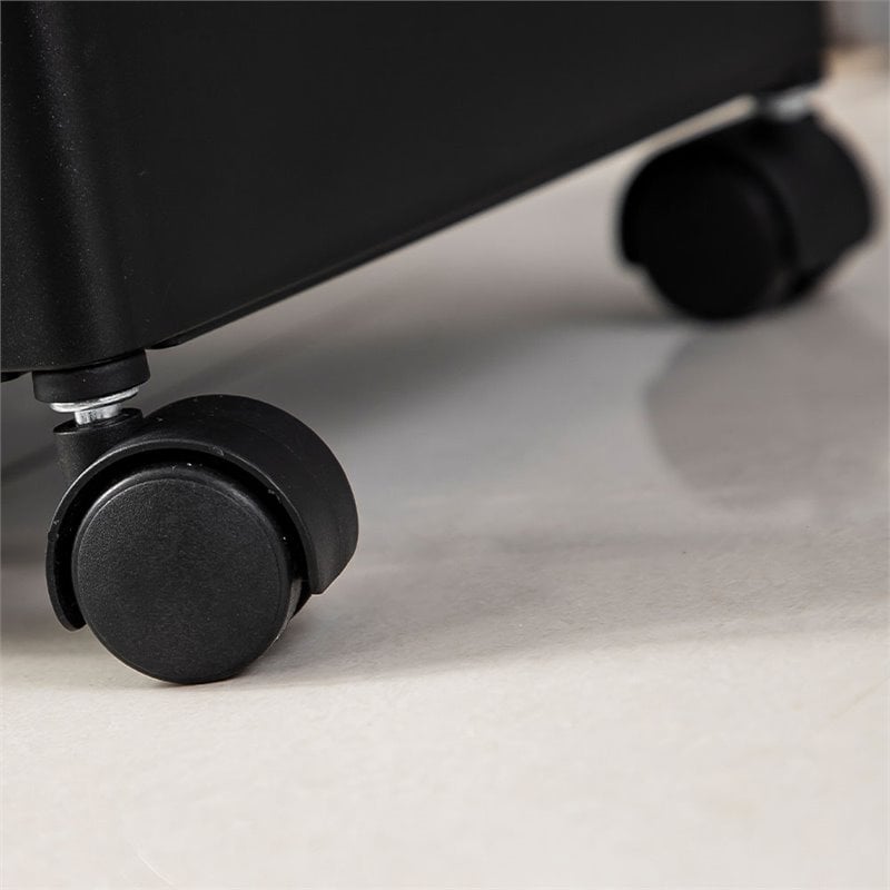 Alexent 4-Tier Plastic Storage Organizer Rolling Cart with Slim Shelves in Black