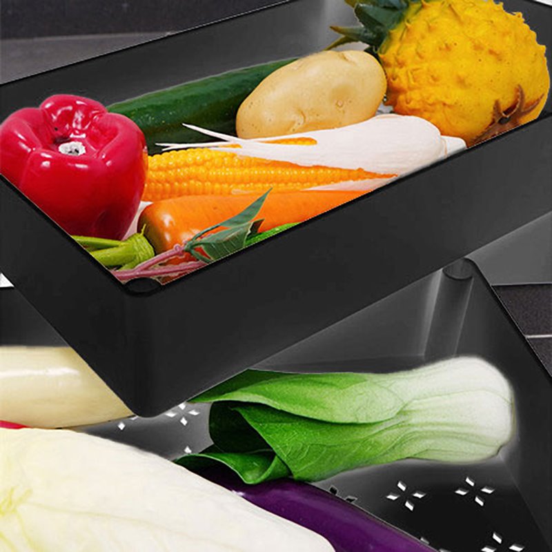 Alexent 4-Tier Plastic Storage Organizer Rolling Cart with Slim Shelves in Black