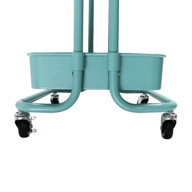 Alexent 4-Tier Plastic Storage Organizer Rolling Cart with Slim Shelves in Blue