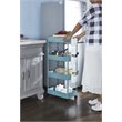 Alexent 4-Tier Plastic Storage Organizer Rolling Cart with Slim Shelves in Blue