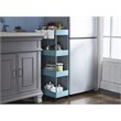 Alexent 4-Tier Plastic Storage Organizer Rolling Cart with Slim Shelves in Blue