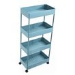 Alexent 4-Tier Plastic Storage Organizer Rolling Cart with Slim Shelves in Blue