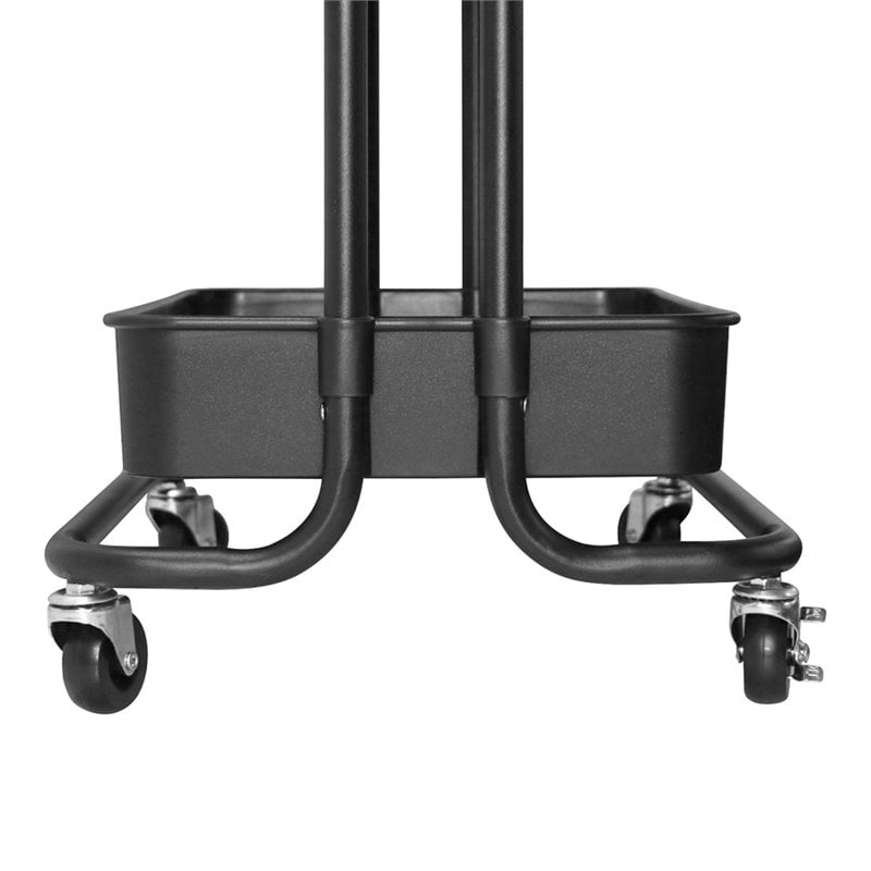 Alexent 2-Tier Table Top Plastic Storage Trolley Rolling Cart Organizer in Black