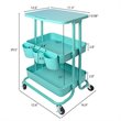 Alexent 2-Tier Table Top Plastic Storage Trolley Rolling Cart Organizer in Blue