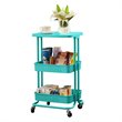 Alexent 2-Tier Table Top Plastic Storage Trolley Rolling Cart Organizer in Blue