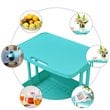 Alexent 2-Tier Table Top Plastic Storage Trolley Rolling Cart Organizer in Blue