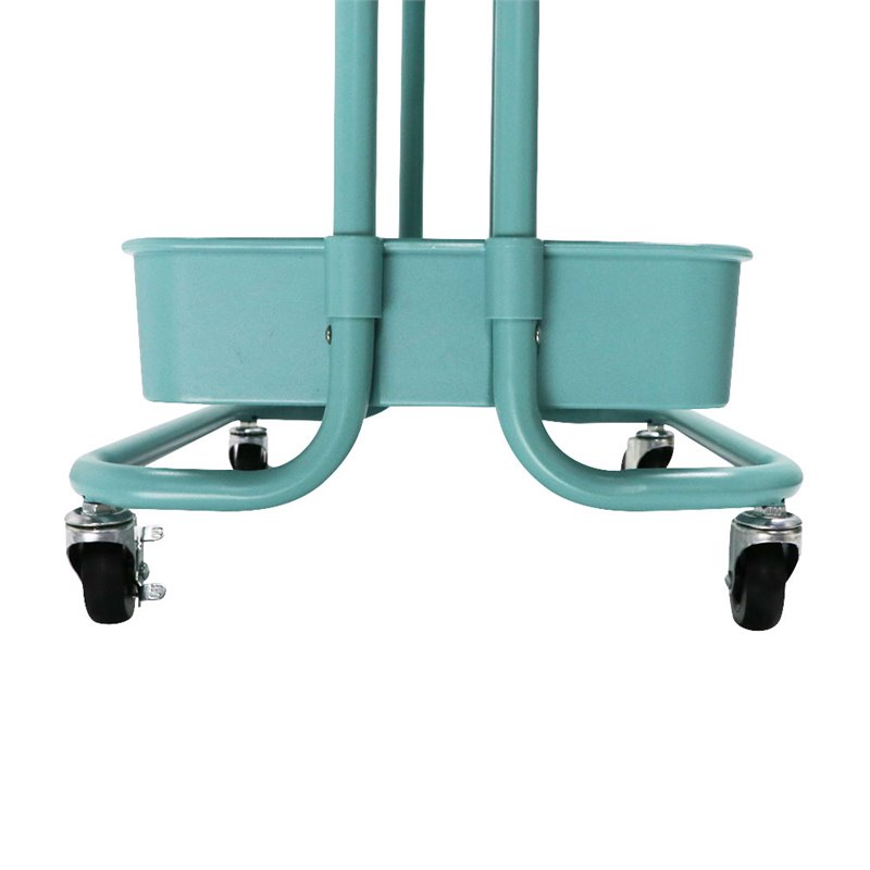Alexent 2-Tier Table Top Plastic Storage Trolley Rolling Cart Organizer in Blue
