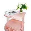 Alexent 2-Tier Table Top Plastic Storage Trolley Rolling Cart Organizer in Pink