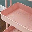 Alexent 2-Tier Table Top Plastic Storage Trolley Rolling Cart Organizer in Pink