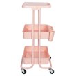 Alexent 2-Tier Table Top Plastic Storage Trolley Rolling Cart Organizer in Pink