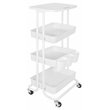 Alexent 3-Tier Table Top Plastic Storage Trolley Rolling Cart Organizer in White