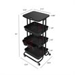 Alexent 3-Tier Table Top Plastic Storage Trolley Rolling Cart Organizer in Black