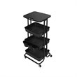 Alexent 3-Tier Table Top Plastic Storage Trolley Rolling Cart Organizer in Black