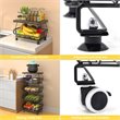 Alexent 5-Tier Metal Utility Carts with Lockable Casters and Flat Top in Black