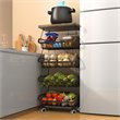 Alexent 5-Tier Metal Utility Carts with Lockable Casters and Flat Top in Black