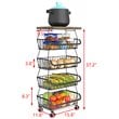 Alexent 5-Tier Metal Utility Carts with Lockable Casters and Flat Top in Black