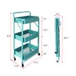 Alexent 3-Tier Modern Metal Storage Utility Rolling Cart with Foldable in Blue