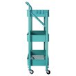 Alexent 3-Tier Modern Metal Storage Utility Rolling Cart with Foldable in Blue