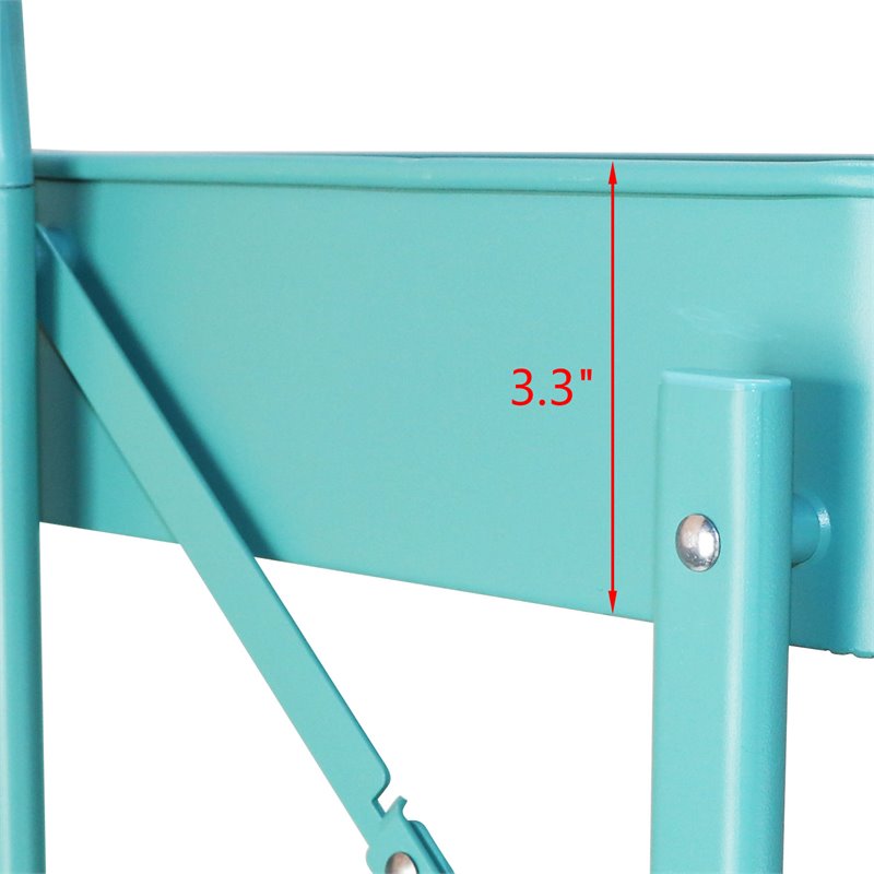 Alexent 3-Tier Modern Metal Storage Utility Rolling Cart with Foldable in Blue