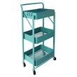 Alexent 3-Tier Modern Metal Storage Utility Rolling Cart with Foldable in Blue