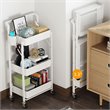 Alexent 3-Tier Modern Metal Storage Utility Rolling Cart with Foldable in White