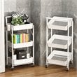 Alexent 3-Tier Modern Metal Storage Utility Rolling Cart with Foldable in White