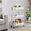 Alexent 3-Tier Modern Metal Storage Utility Rolling Cart with Foldable in White