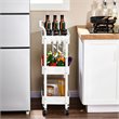 Alexent 3-Tier Modern Metal Storage Utility Rolling Cart with Foldable in White