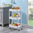 Alexent 3-Tier Modern Metal Storage Utility Rolling Cart with Foldable in White