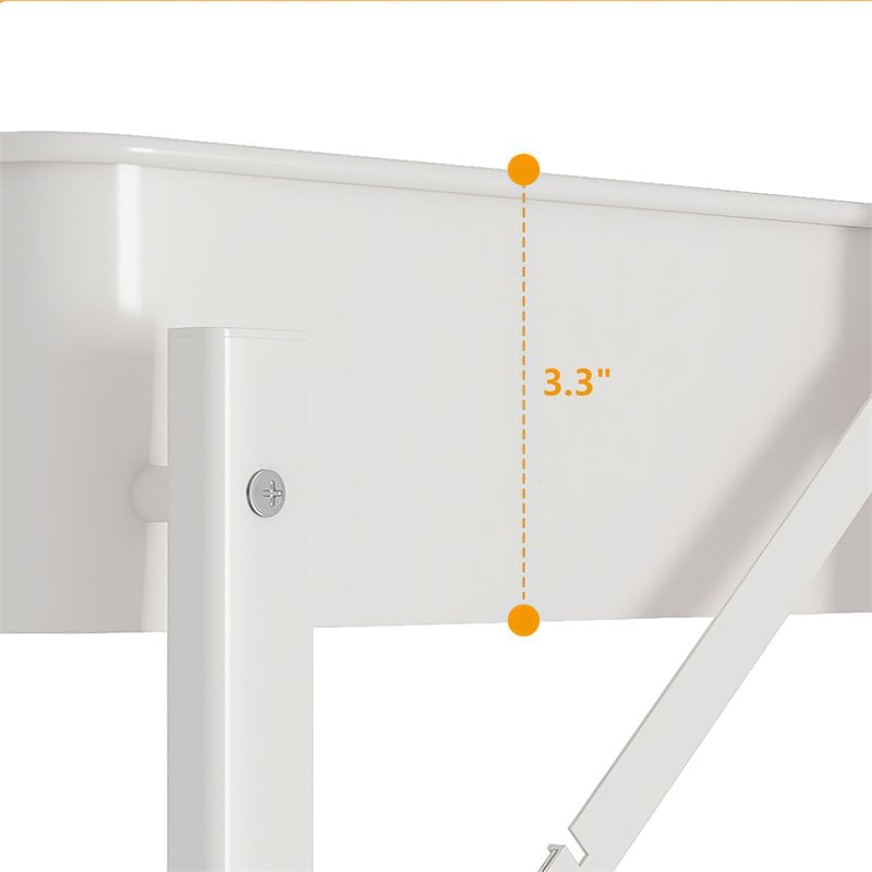 Alexent 3-Tier Modern Metal Storage Utility Rolling Cart with Foldable in White
