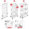Alexent 3-Tier Modern Metal Storage Utility Rolling Cart with Foldable in White