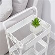 Alexent 3-Tier Modern Metal Storage Utility Rolling Cart with Foldable in White
